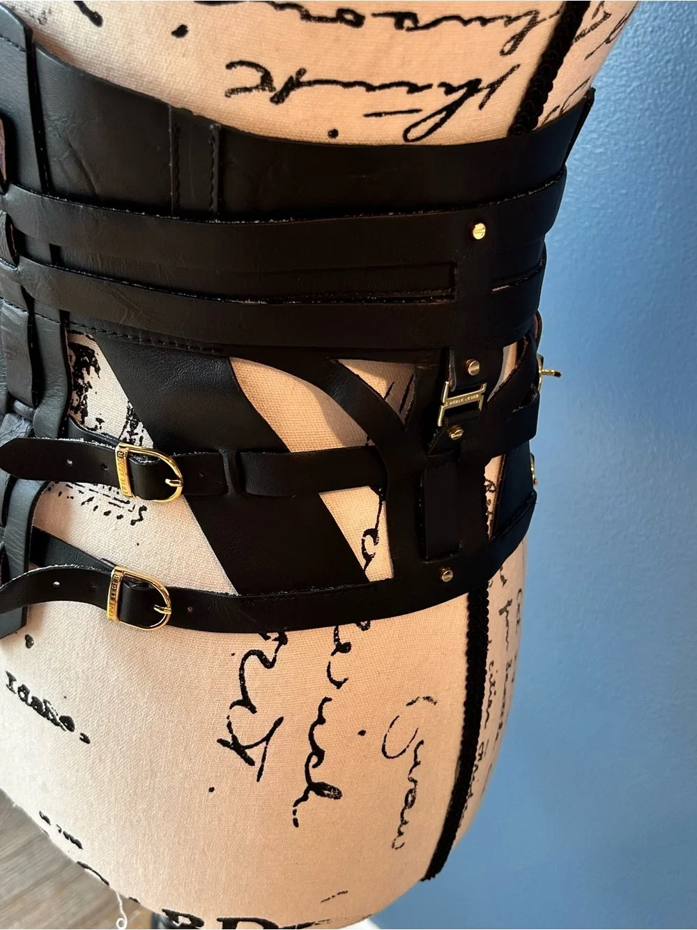 HERVE LEGER STRAPPY LEATHER HARNESS BELT